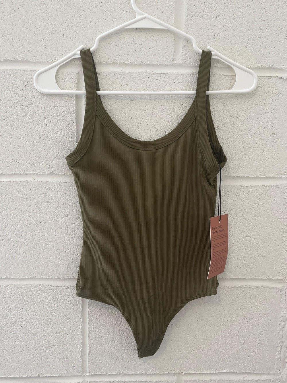 Girlfriend Collective NWT Green Ribbed Bodysuit